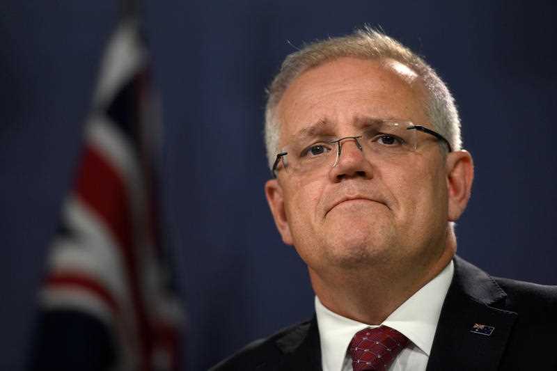 Prime Minister Scott Morrison speaks to the media during a press conference in Sydney in February 2020