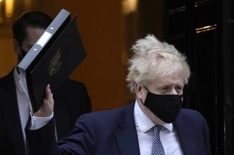Britain's Prime Minister Boris Johnson leaves Downing Street in London, Tuesday, Jan. 25, 2022