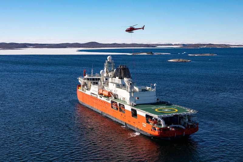 helicopter operations from Australia's Antarctic Icebreaker RSV Nuyina to resupply at Davis research station in Antarctica.