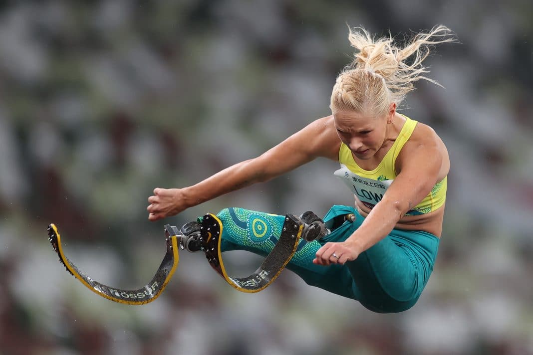 Vanessa Low of Team Australia competes in the Women’s Long Jump - T63 Final on day 9 of the Tokyo 2020 Paralympic Games at Olympic Stadium on September 02, 2021 in Tokyo, Japan. (Photo by Alex Pantling/Getty Images)
