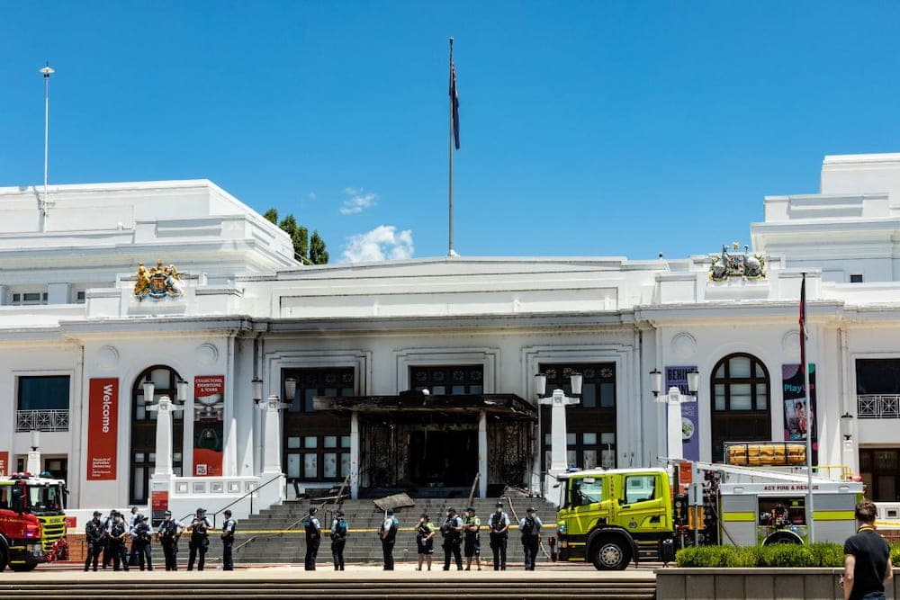 Old Parliament House charged fire