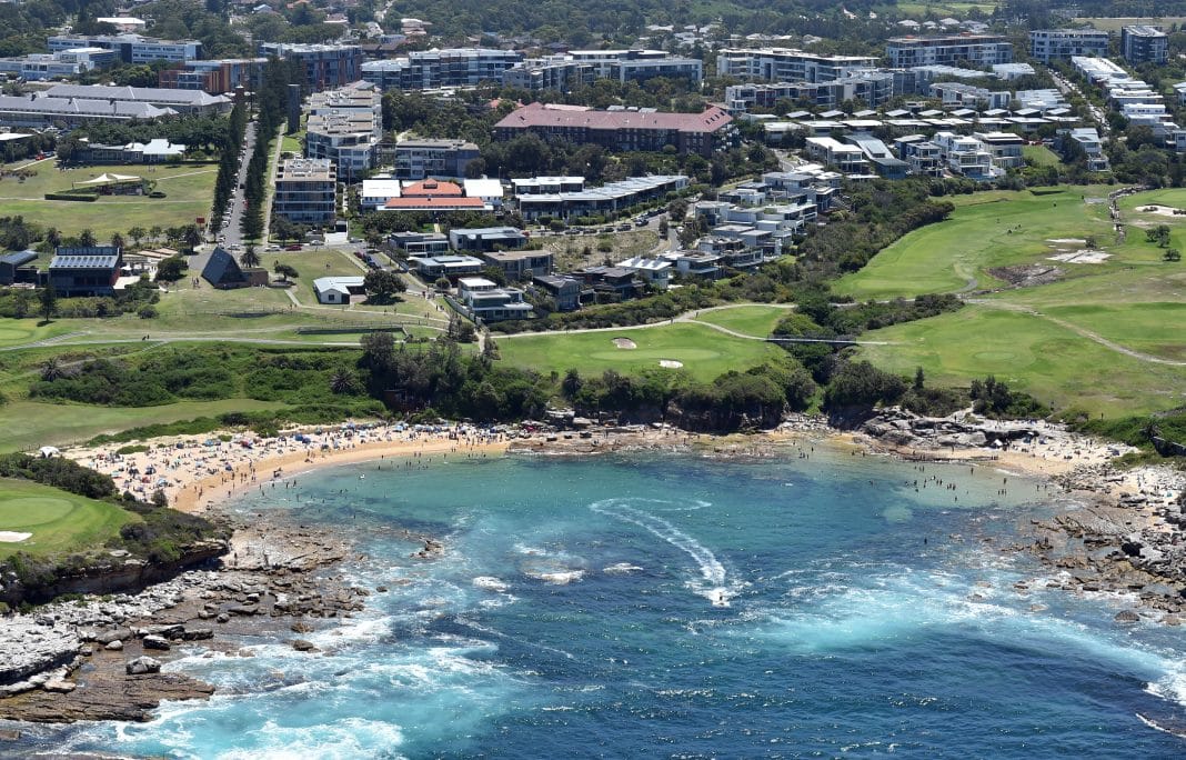 An aerial view of Little Bay Beach in Sydney