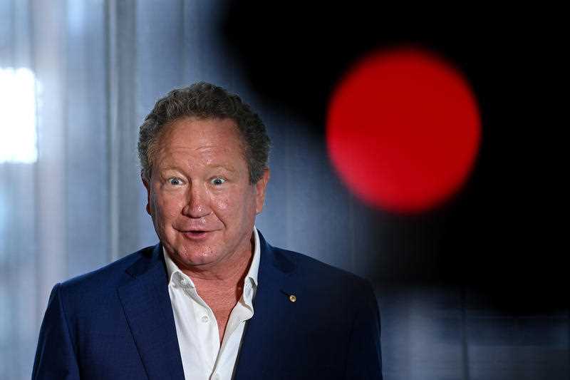 Australian billionaire Andrew Forrest speaks to the media during a press conference in Sydney