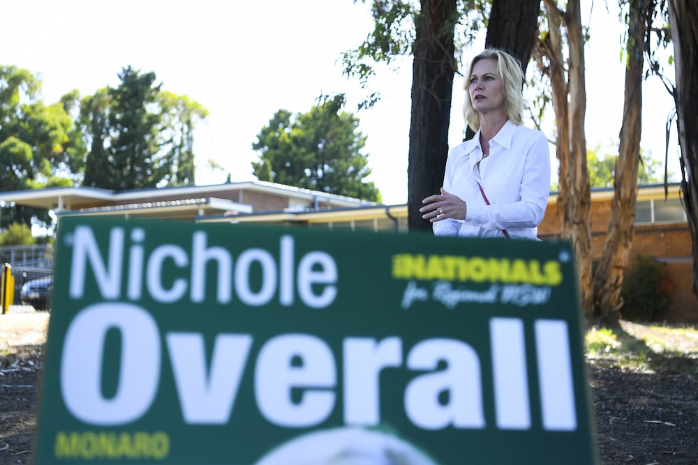 Nichole Overall, the new member for Monaro, on polling day at Queanbeyan East Public School.