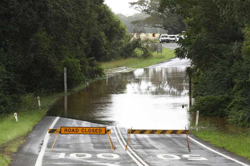 A flooded road at Bexhill near Lismore in Northern NSW, Friday, February 25, 2022