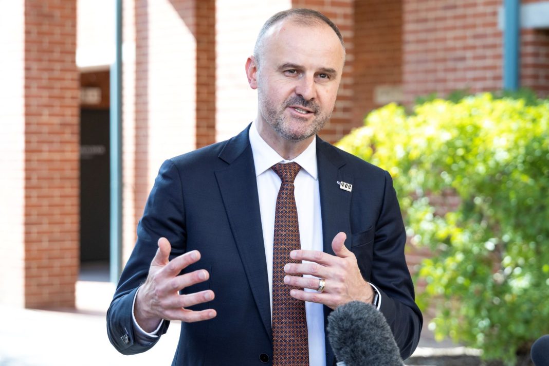 ACT Chief Minister Andrew Barr addressing a media conference