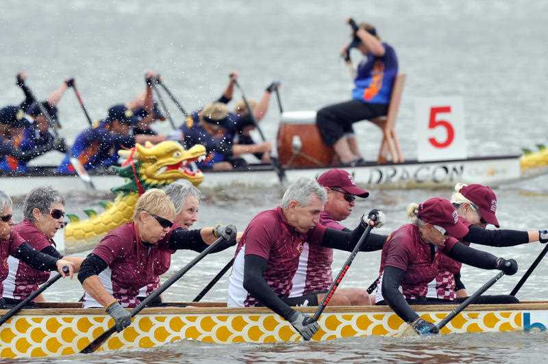 crews compete in national dragon boating championships on Lake Burley Griffin, Canberra