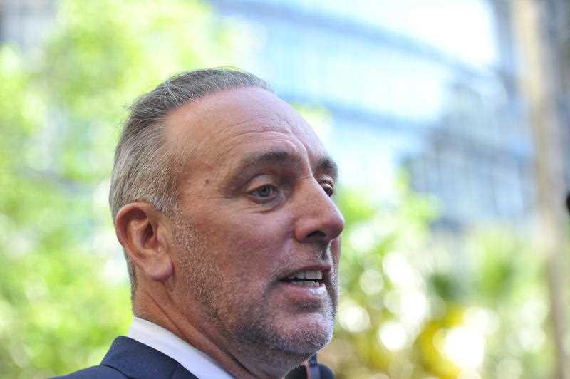 Founder of the Hillsong Church, Pastor Brian Houston speaks to the media after giving evidence at the Royal Commission into Institutional Responses to Child Sexual Abuse hearings in Sydney, Thursday, Oct. 9, 2014