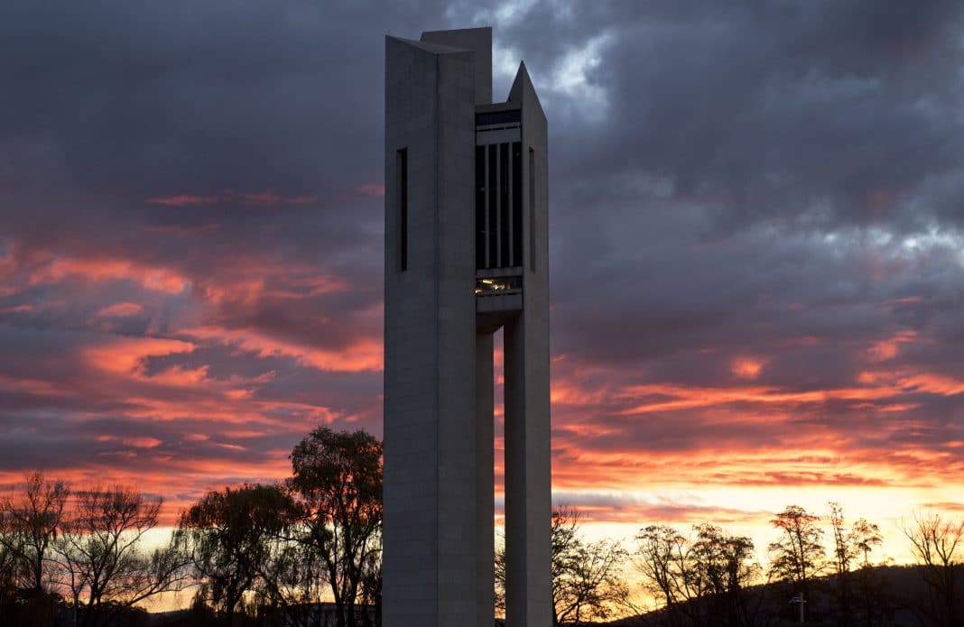 The National Carillon is seen on the Lake Burley Griffin foreshore in Canberra