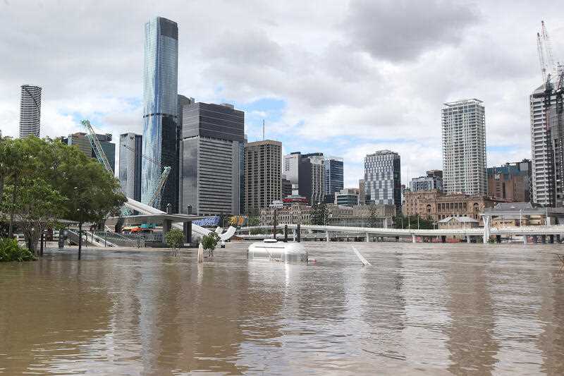 Flooded scenes from Southbank, in Brisbane, Monday, February 28, 2022