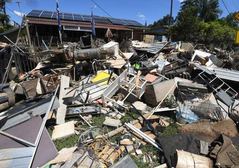Flood affected properties are seen in the suburb of Goodna in Ipswich, Tuesday, March 8, 2022