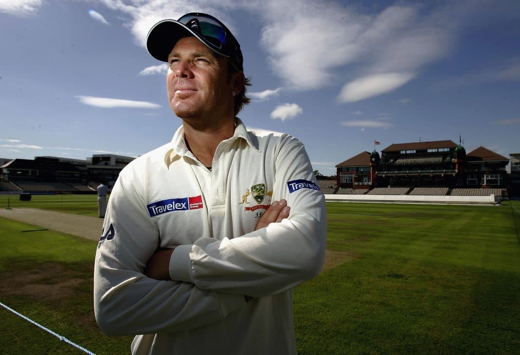 Australian cricket legend Shane Warne poses at a cricket grounds in the UK in 2005