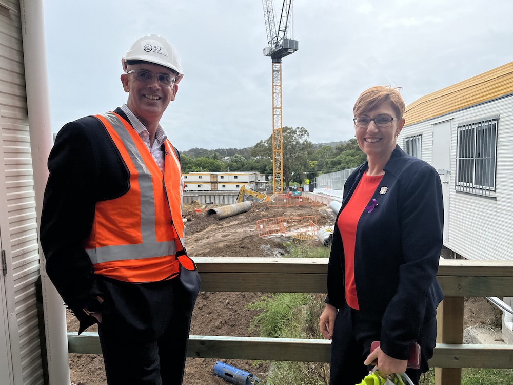 Martin Little, project director, Canberra Hospital Expansion Project, and Rachel Stephen-Smith, ACT Health Minister. Photo provided.