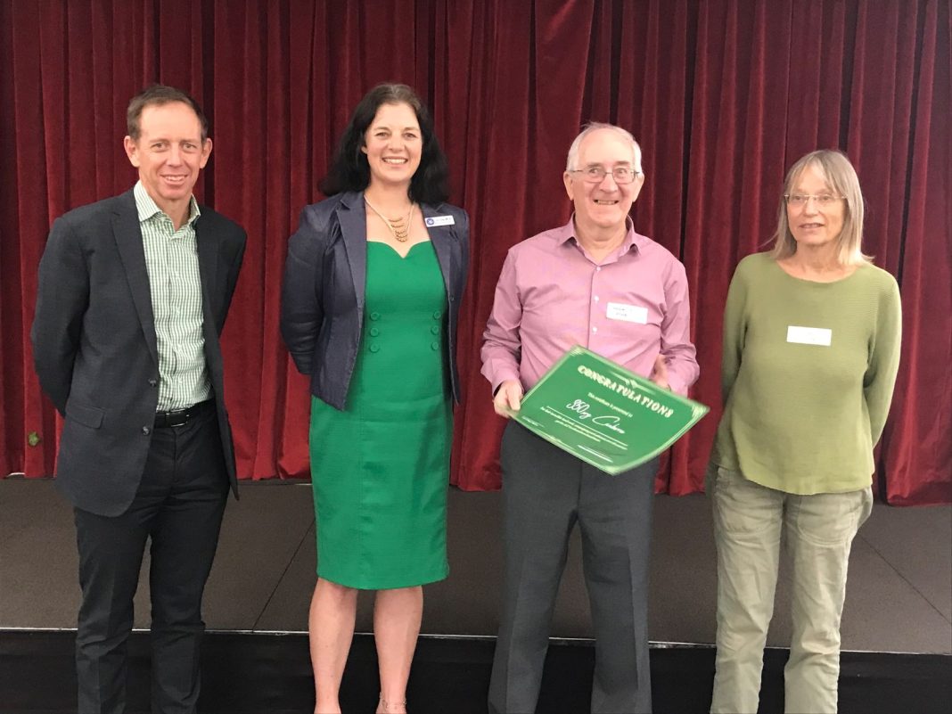 ACT Greens leader Shane Rattenbury, Greens MLA Jo Clay, 350.org’s Warwick Cathro, and former Greens MLA Caroline Le Couteur