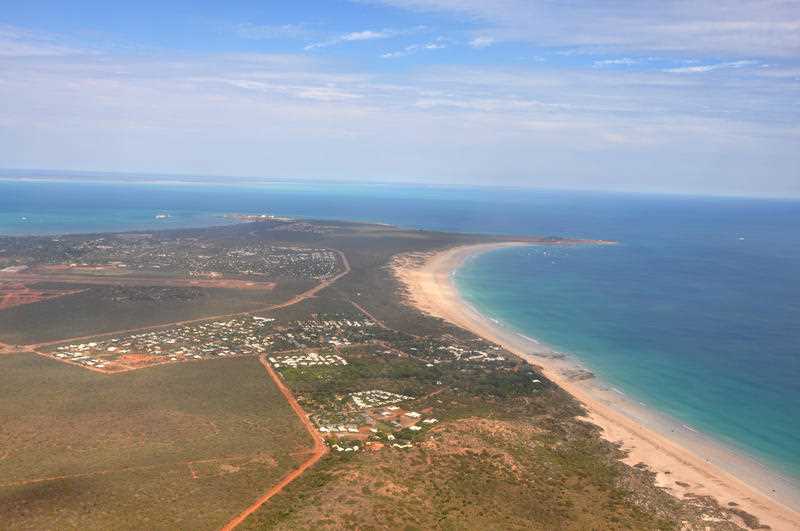 An aerial photograph of the town of Broome, Western Australia