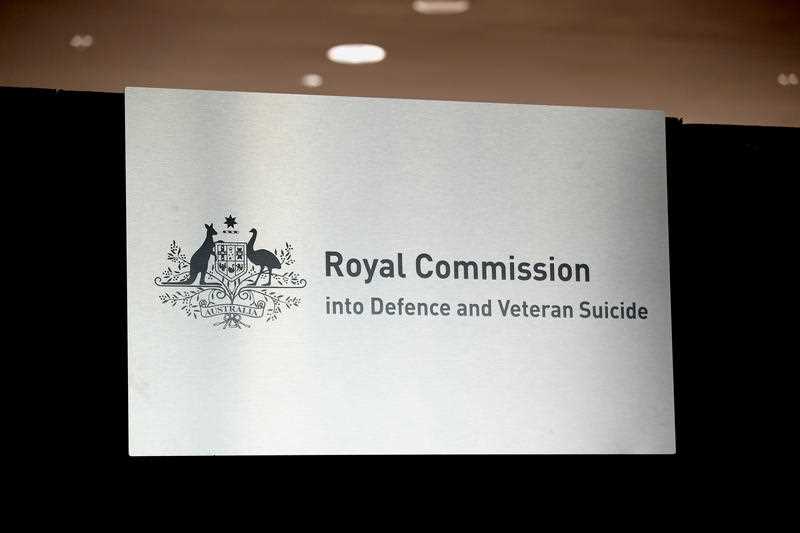 Signage outside the Royal Commission into Defence and Veteran Suicide
