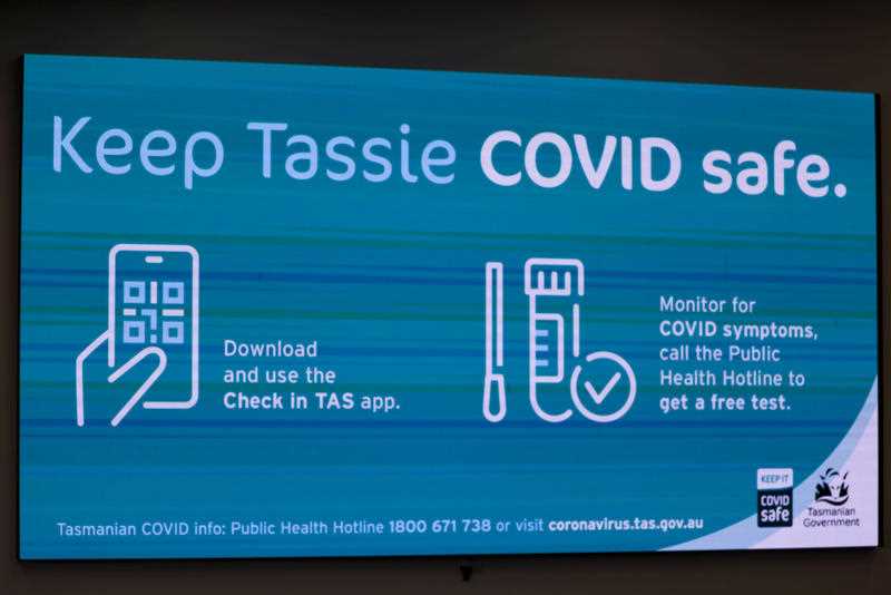 Covid-safe signage at Hobart Airport in Tasmania