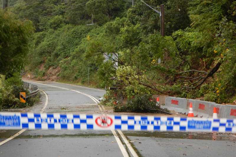 landslides cause the closure of Lawrence Hargrave Drive at Coalcliff and Clifton, south of Sydney, Thursday, April 7, 2022