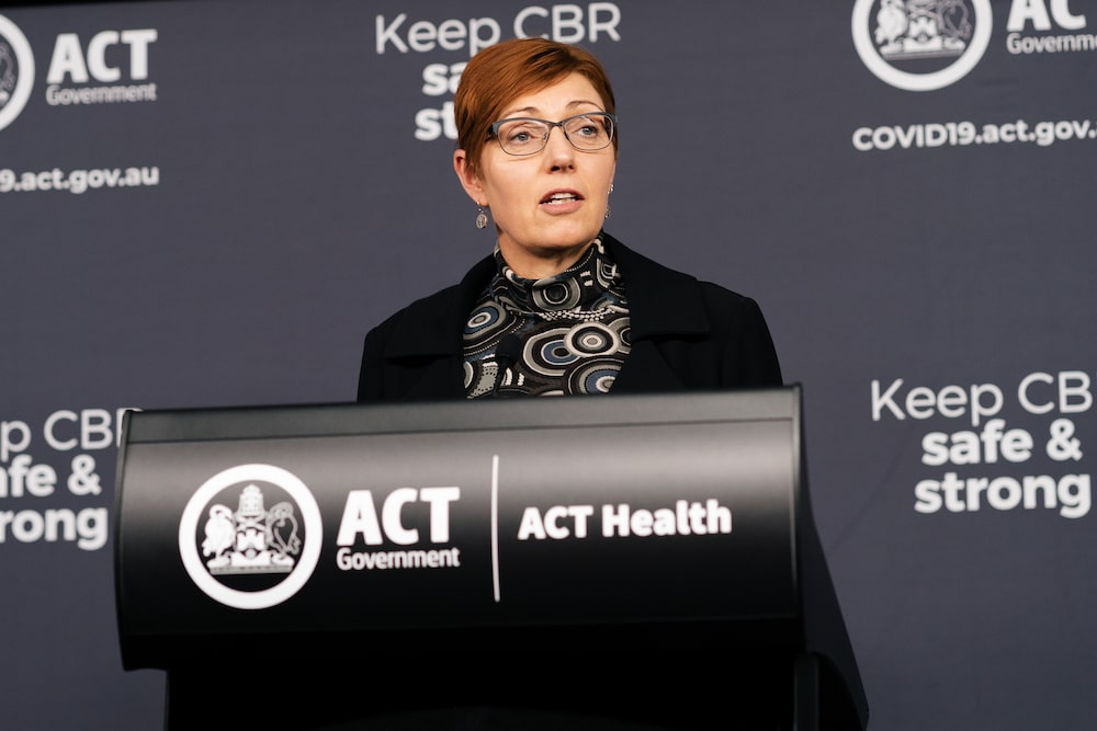 ACT health minister Rachel Stephen-Smith speaking at a press conference