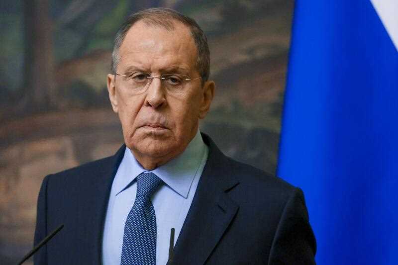 Russian Foreign Minister Sergey Lavrov speaks during a news conference