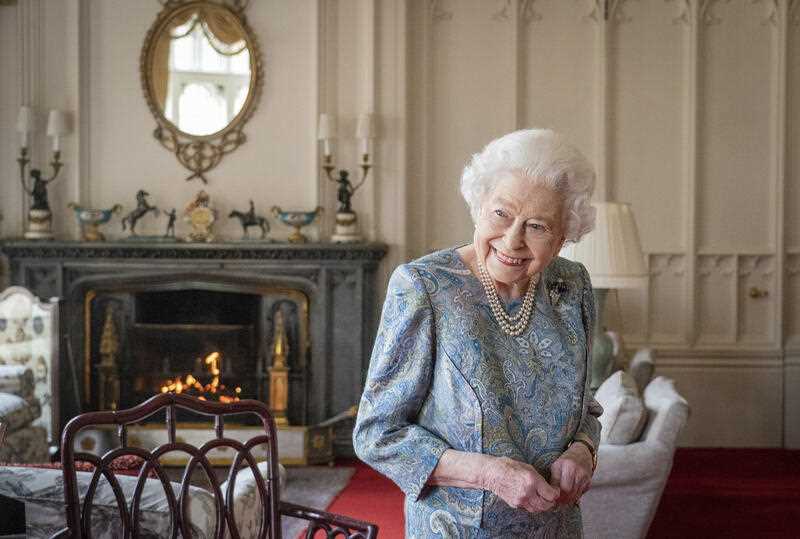Britain's Queen Elizabeth II smiles during an audience at Windsor Castle in Windsor, England,