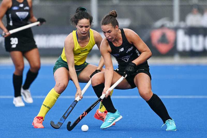 Tayla White of New Zealand during the Trans-Tasman Series Game 4 Hockey match between the New Zealand Black Sticks and the Australian Hockeyroos at the National Hockey Centre in Auckland, New Zealand, Sunday, May 15, 2022.