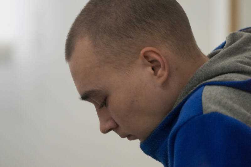 Russian Sgt. Vadim Shishimarin waits for the start of a court hearing in Kyiv, Ukraine, Monday, May 23, 2022
