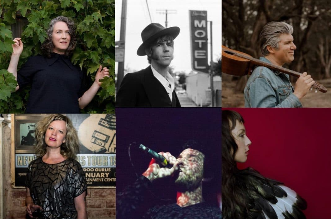 collage of 6 different musicians who will perform at Tathra Hotel on 20-21 May 2022