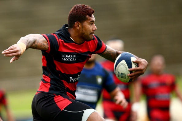 Kelly Meafua of Otahuhu runs with the ball during the Club Rugby match between Ponsonby and Otahuhu on May 17, 2014 in Auckland, New Zealand.
