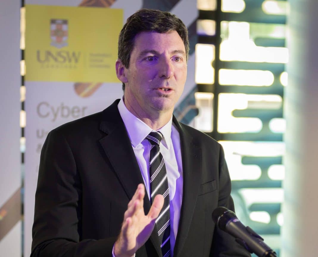 UNSW lecturer Nigel Phair speaking at a media conference