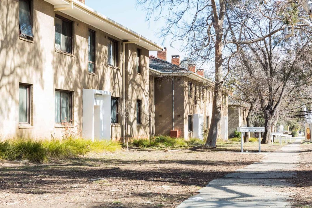 old two-storey public housing units in Canberra