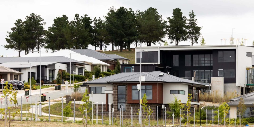 new homes under construction in outer Canberra housing estate