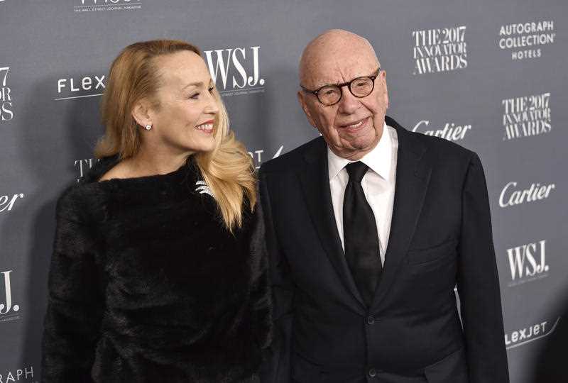 Rupert Murdoch and Jerry Hall attend an awards ceremony in New York in 2017