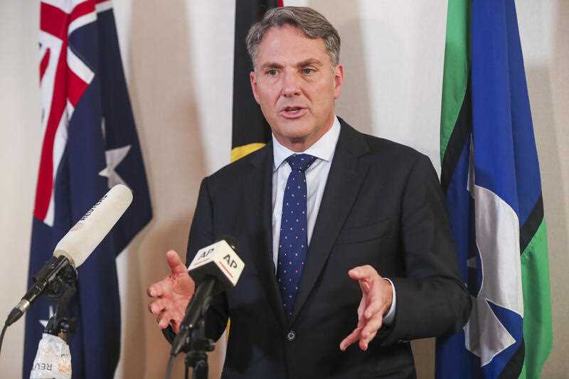 Australian Deputy Prime Minister and Defense Minister Richard Marles speaks during a press conference