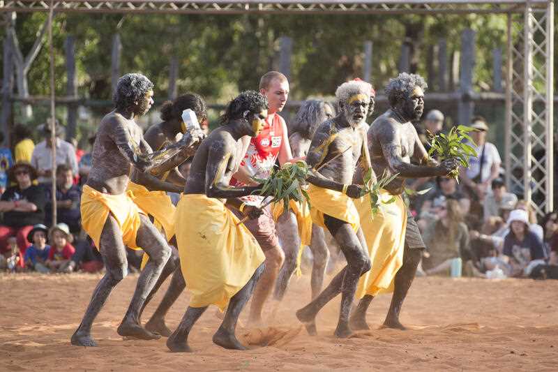 Group of Indigenous male Performers at the Garma Festival in northeast Arnhem Land, Northern Territory, Saturday, July 30, 2022
