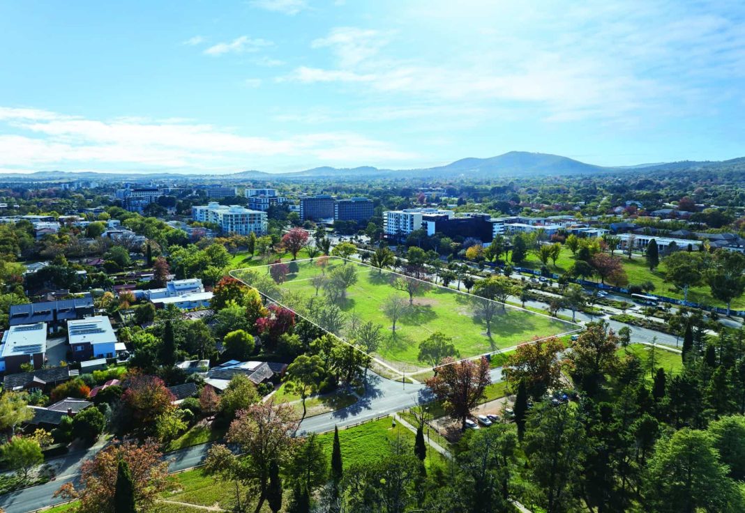 aerial view of block of land in Canberra's inner north