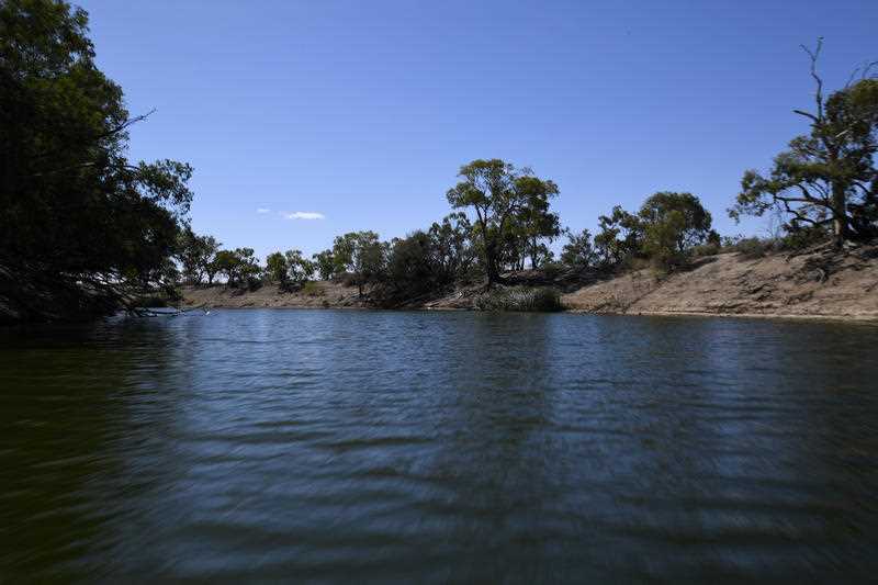 The Menindee town weir pond on the Darling River near Menindee, NSW Wednesday, February 13, 2019.