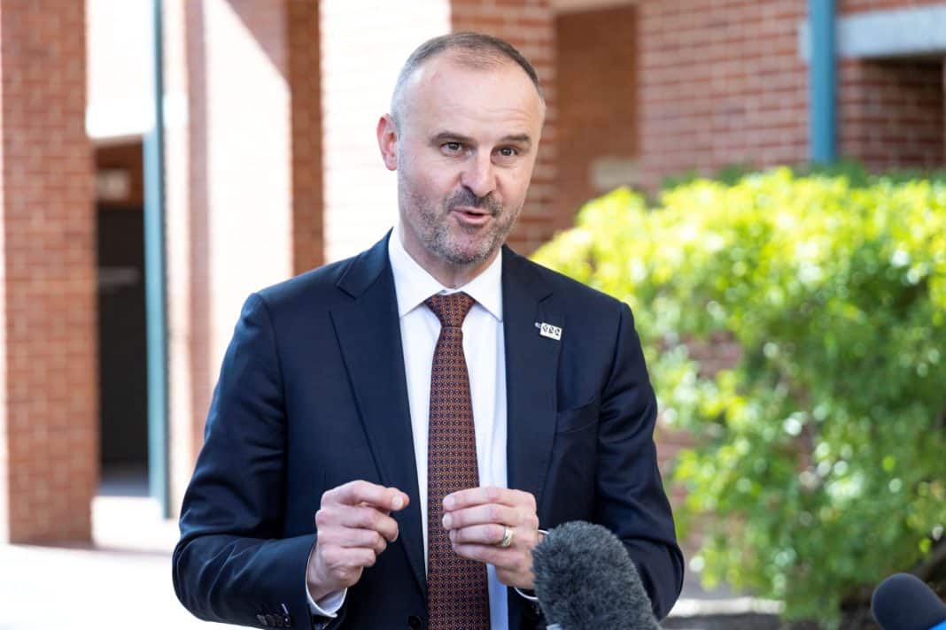 ACT Chief Minister Andrew Barr addresses a press conference